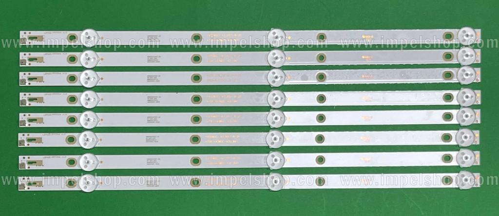 Led backlight strip for tv PHILIPS 43" set 8pcs X K430WDC1 A3 / 4708-K43WDC-A1113N11 , 3LED , 389MM , 6V